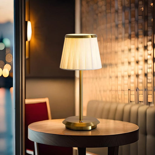 Rechargeable Pleated Shade Table Lamp With Ambient Lighting NALANI