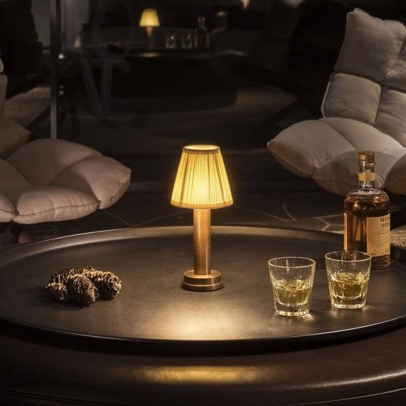 Rechargeable Wireless Metal Table Lamp With LED Downlight NALANI
