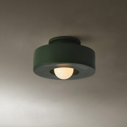 Resin Stacked Cylinder Ceiling Lamp With Modern Base ∅ 11.8″ x H 5.9″ Dia 30cm x H 15cm Green NALANI