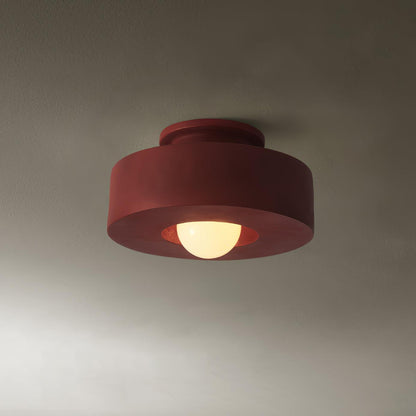 Resin Stacked Cylinder Ceiling Lamp With Modern Base ∅ 11.8″ x H 5.9″ Dia 30cm x H 15cm Red NALANI