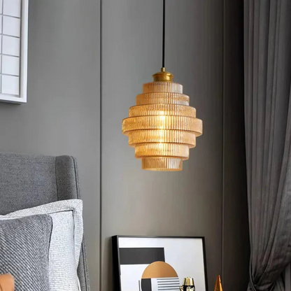 Retro Glass Pendant Light With Brass Finish For Living Room NALANI