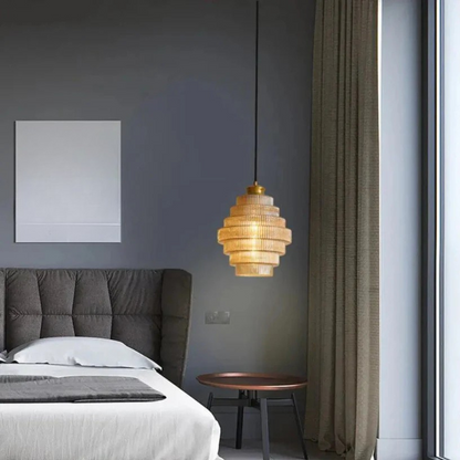 Retro Glass Pendant Light With Brass Finish For Living Room NALANI
