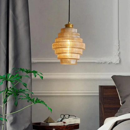 Retro Glass Pendant Light With Brass Finish For Living Room NALANI