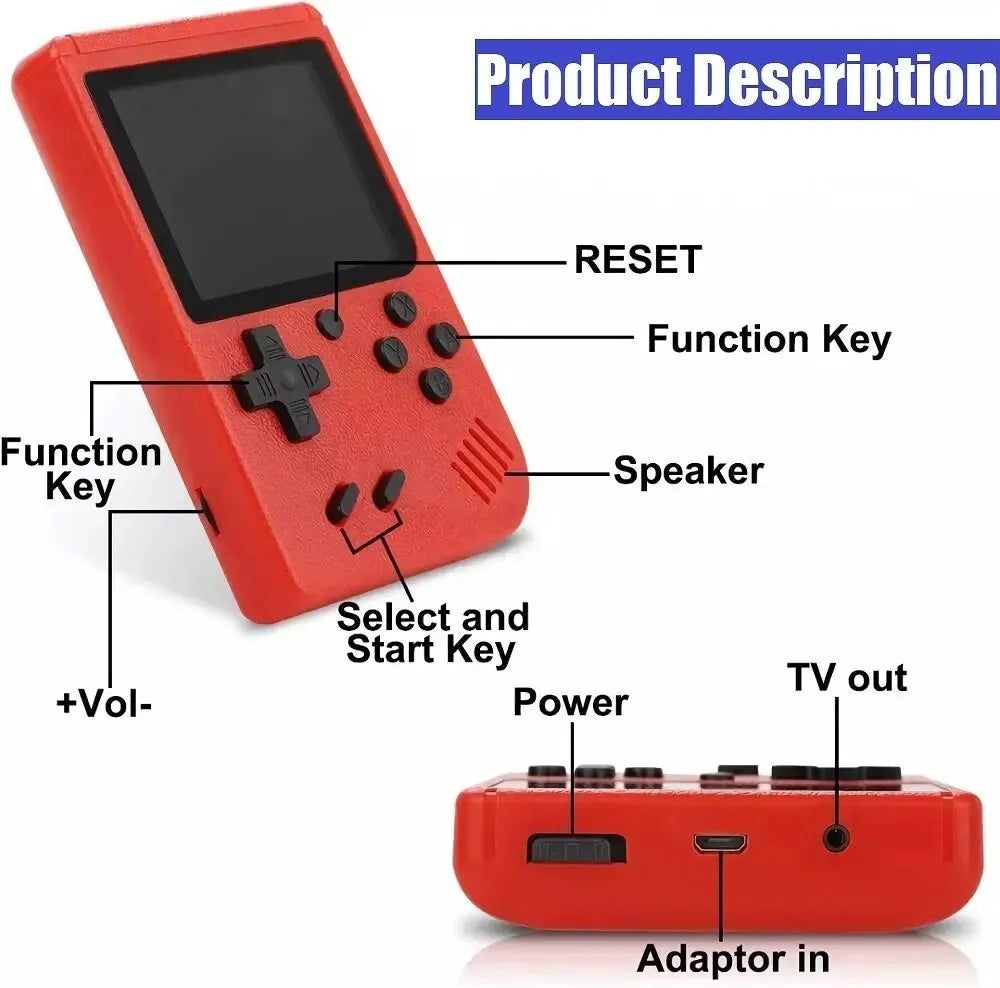 Retro Handheld Game Console 2.4 Inch Color LCD 500 Games NALANI
