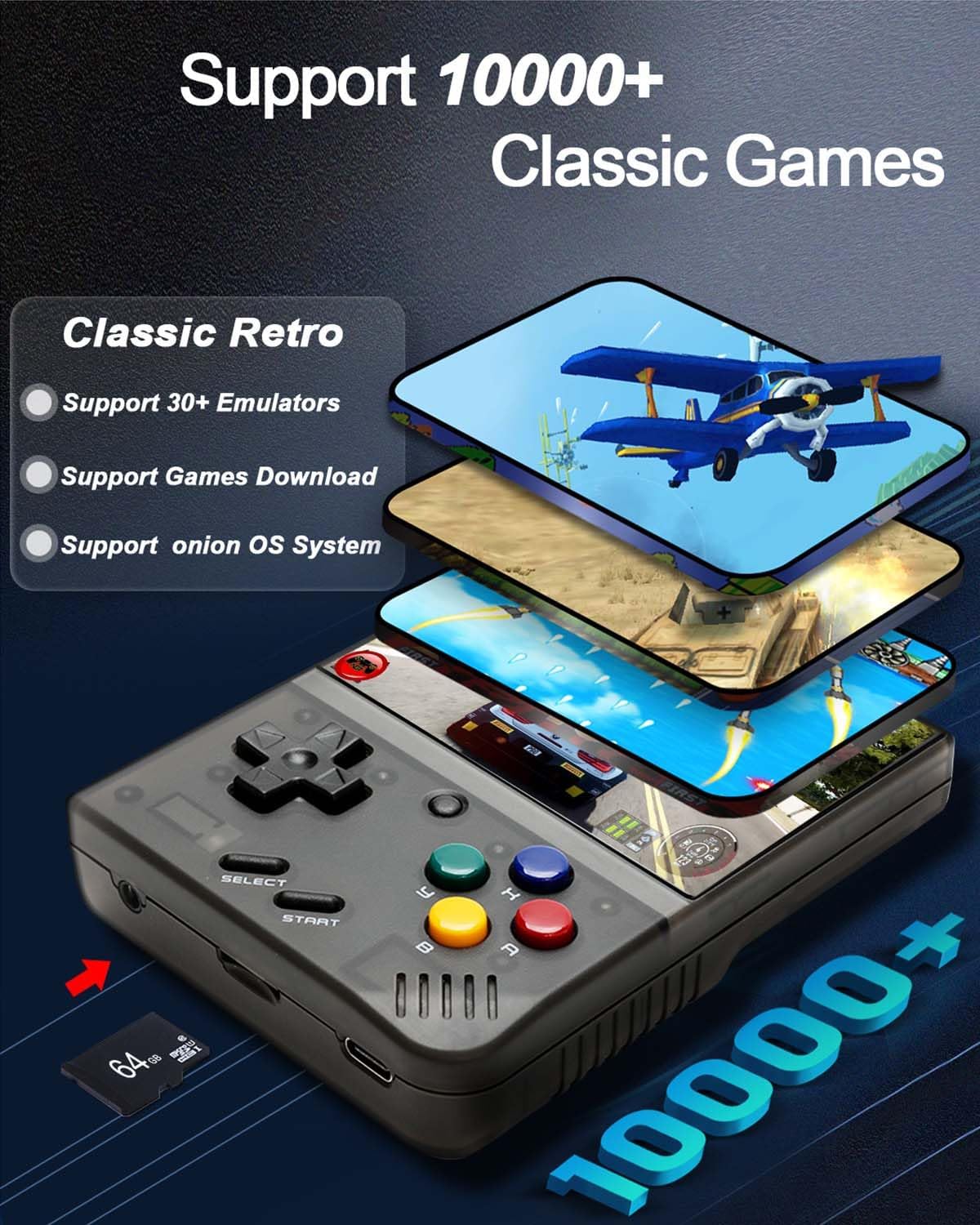 Retro Handheld Game Console 64GB Over 10000 Games Portable NALANI