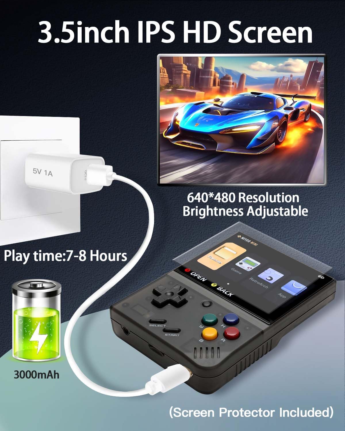 Retro Handheld Game Console 64GB Over 10000 Games Portable NALANI