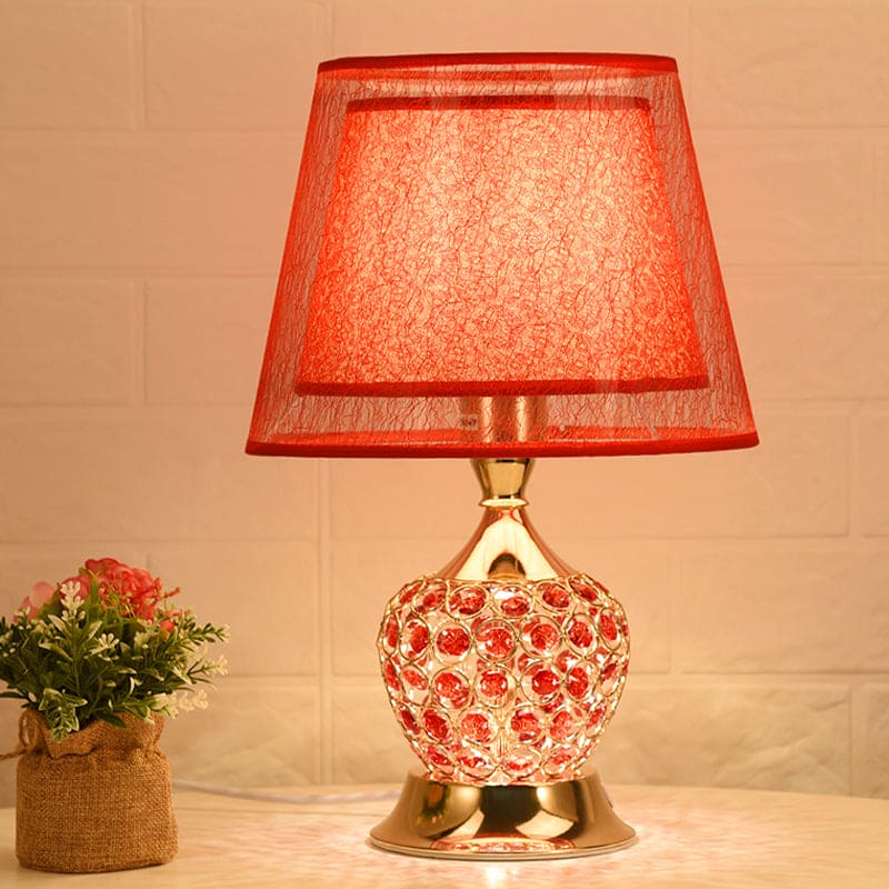 Retro Urn Shaped Bedside Lamp with Double Empire Shades Vintage Style NALANI