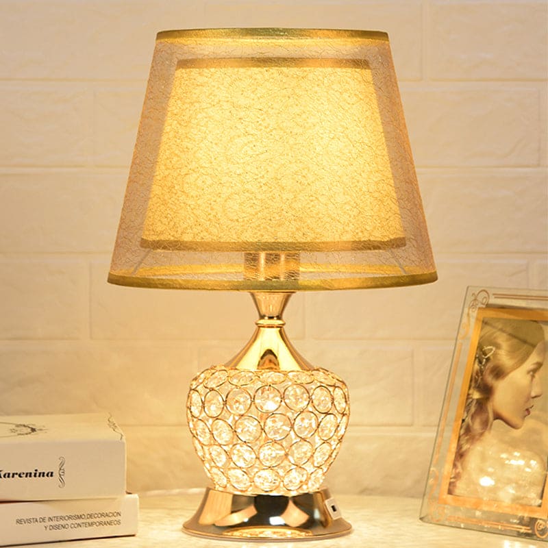 Retro Urn Shaped Bedside Lamp with Double Empire Shades Vintage Style NALANI