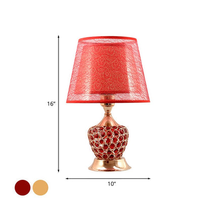 Retro Urn Shaped Bedside Lamp with Double Empire Shades Vintage Style NALANI