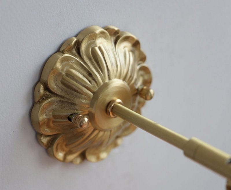 Ribbed Ceramic Ball Wall Light With Brushed Brass Flower NALANI