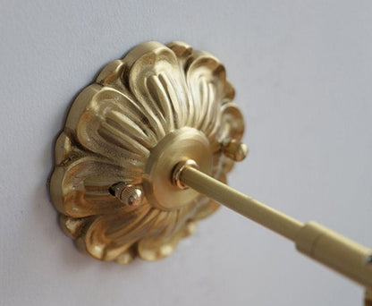 Ribbed Ceramic Ball Wall Light With Brushed Brass Flower NALANI