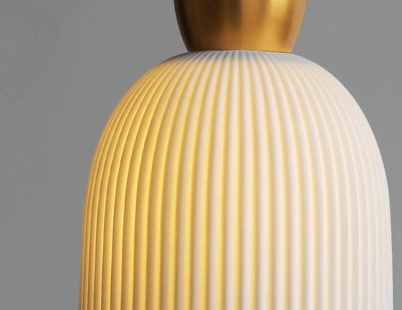 Ribbed Ceramic Pendant LED Light in Art Deco Style - Bulb Included NALANI