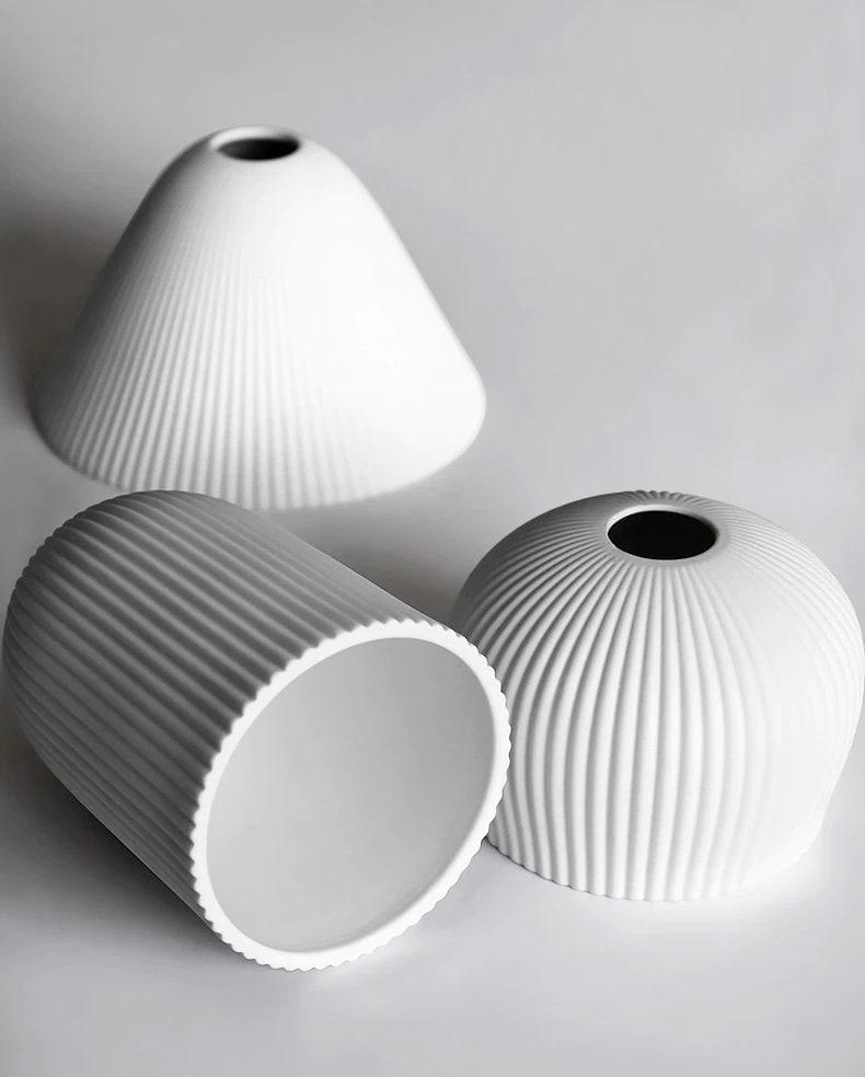 Ribbed Ceramic Pendant LED Light in Art Deco Style - Bulb Included NALANI