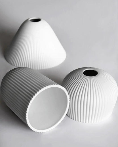 Ribbed Ceramic Pendant LED Light in Art Deco Style - Bulb Included NALANI