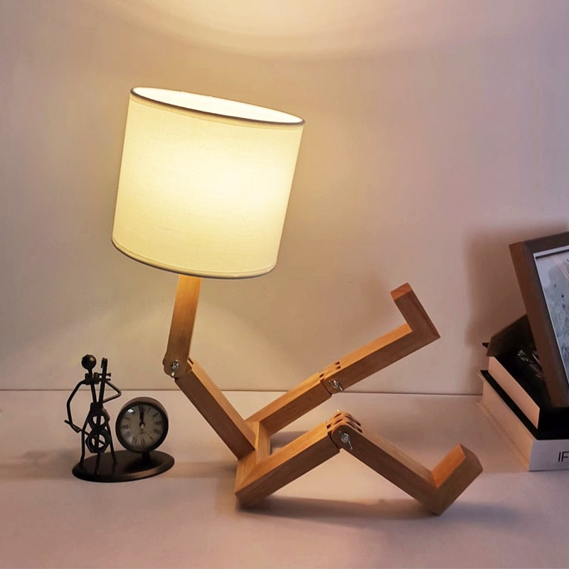 Robot Shaped Wooden Table Lamp For Creative Home Lighting NALANI