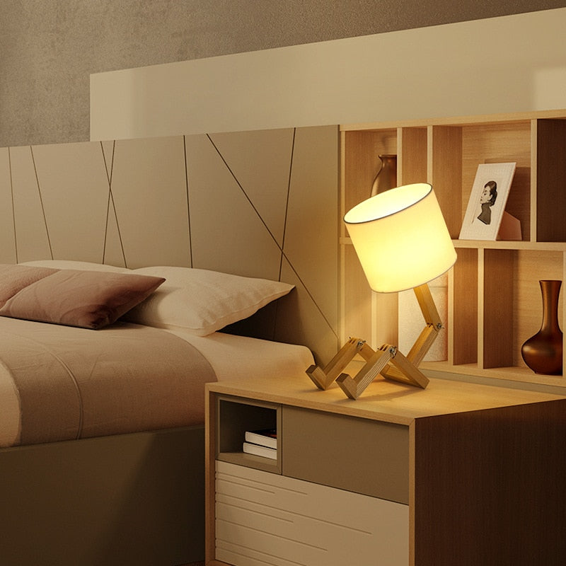 Robot Shaped Wooden Table Lamp For Creative Home Lighting NALANI