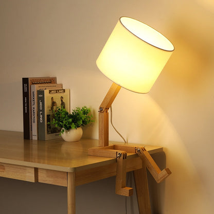 Robot Shaped Wooden Table Lamp For Creative Home Lighting 3 Colour Light NALANI