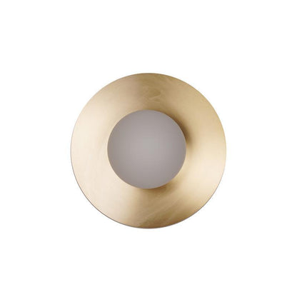 Round Glass Wall Lamp With Lunar Glow Art Light Ambient Brass & White NALANI