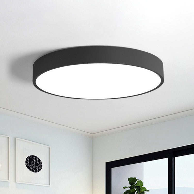 Round LED Flush Mount Light Nordic Style Metallic Bedroom Black NALANI