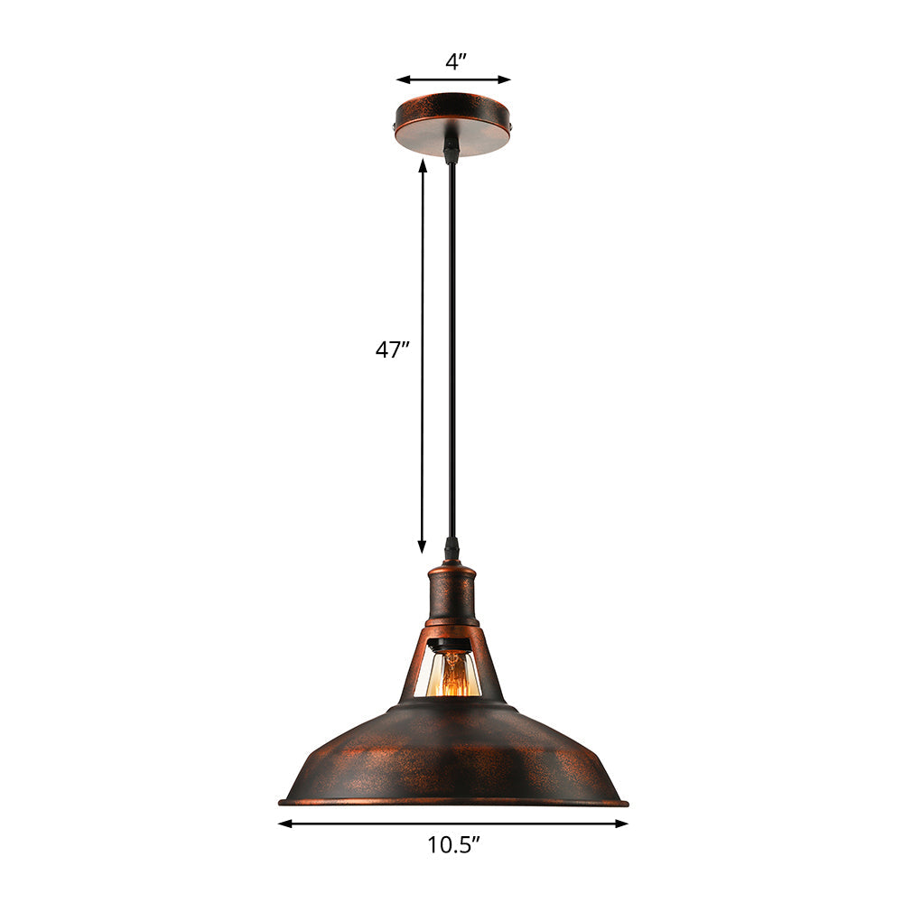 Rust Pendant Light With Barn Shade Industrial Style Lamp NALANI