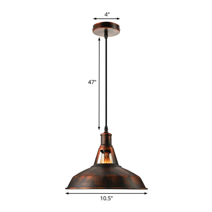 Rust Pendant Light With Barn Shade Industrial Style Lamp NALANI