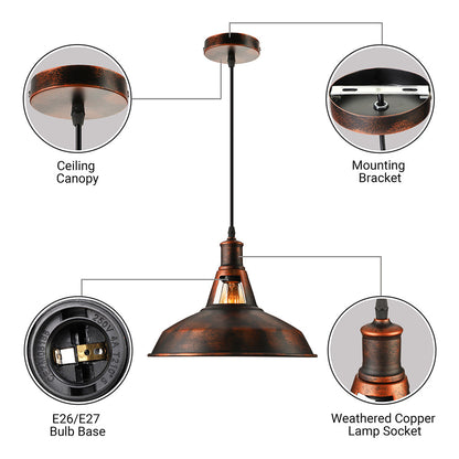 Rust Pendant Light With Barn Shade Industrial Style Lamp NALANI