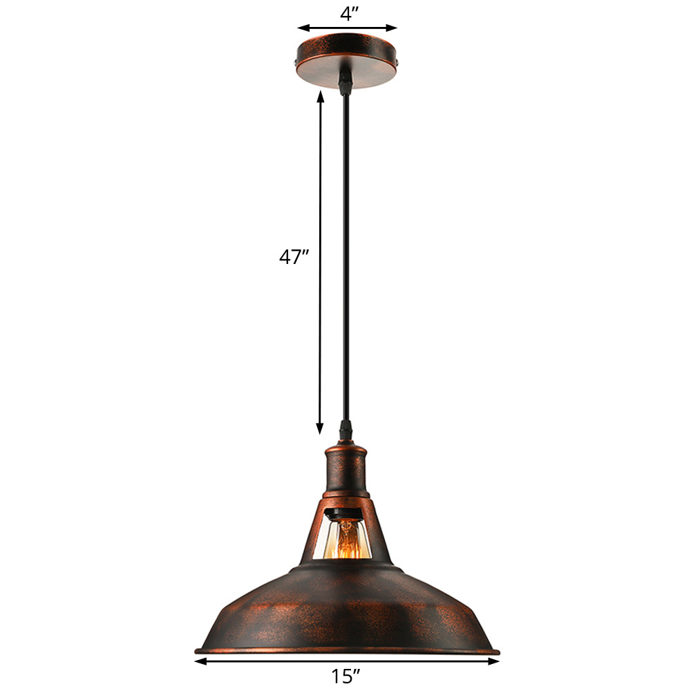 Rust Pendant Light With Barn Shade Industrial Style Lamp NALANI