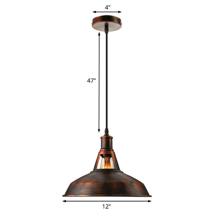 Rust Pendant Light With Barn Shade Industrial Style Lamp NALANI