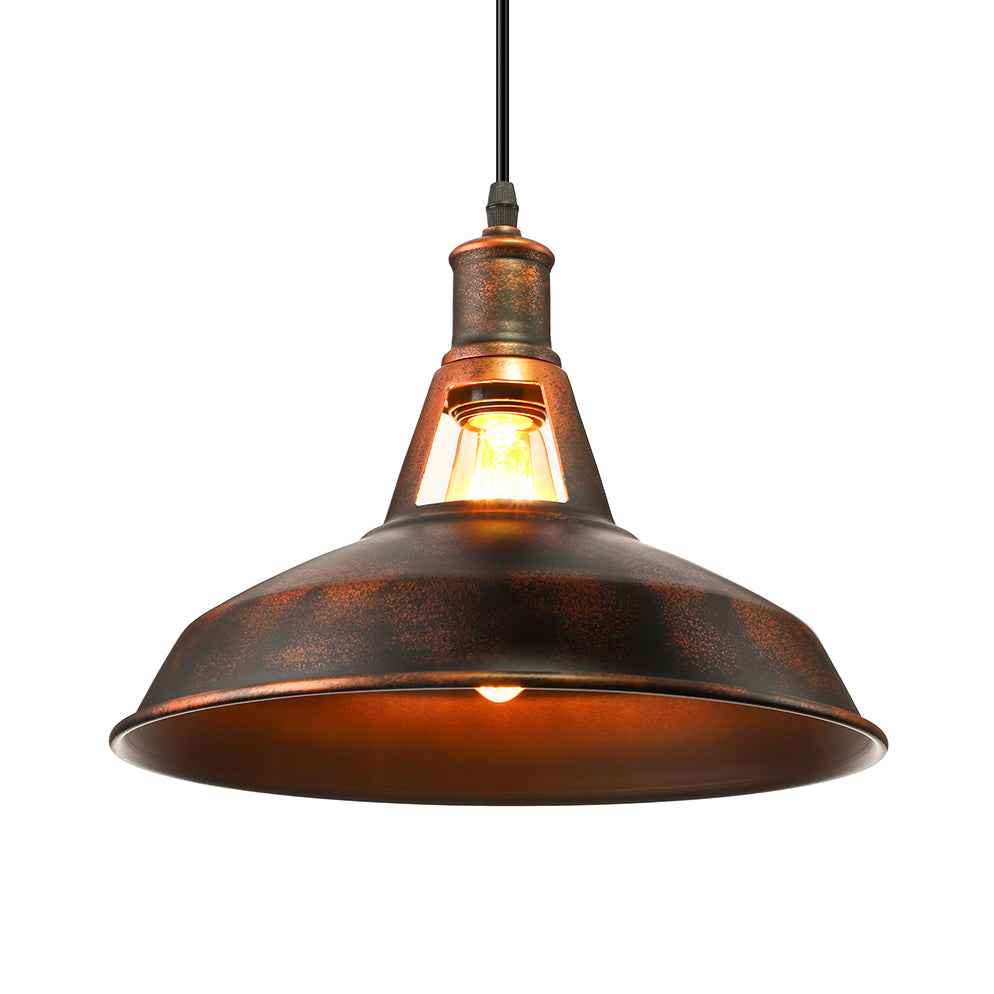 Rust Pendant Light With Barn Shade Industrial Style Lamp NALANI