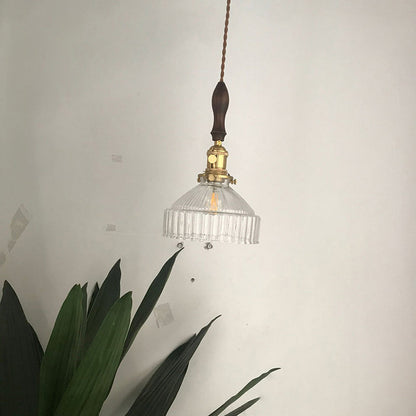 Rustic Barn Pendant Light Clear Ribbed Glass Ceiling Black NALANI