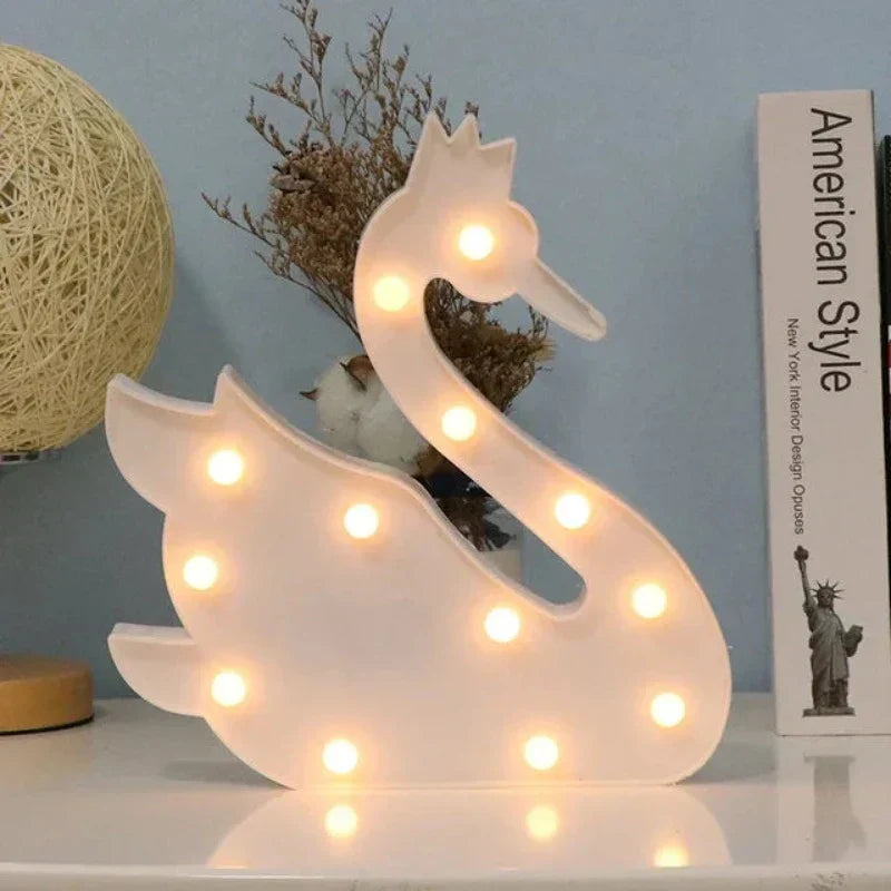 Safari Animal Table Lamp Decorative Kids Room Night Light Swan NALANI