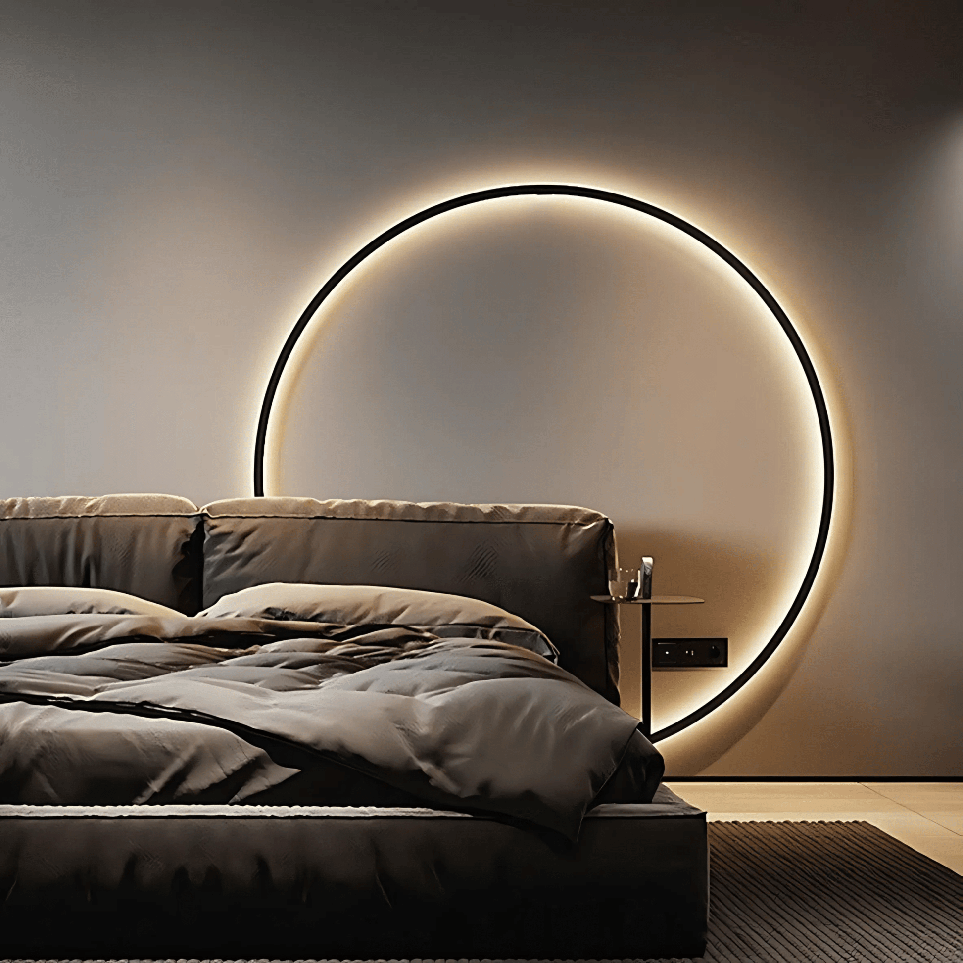 Satin Black Modern LED Ceiling Light Fixture Dimmable USB NALANI
