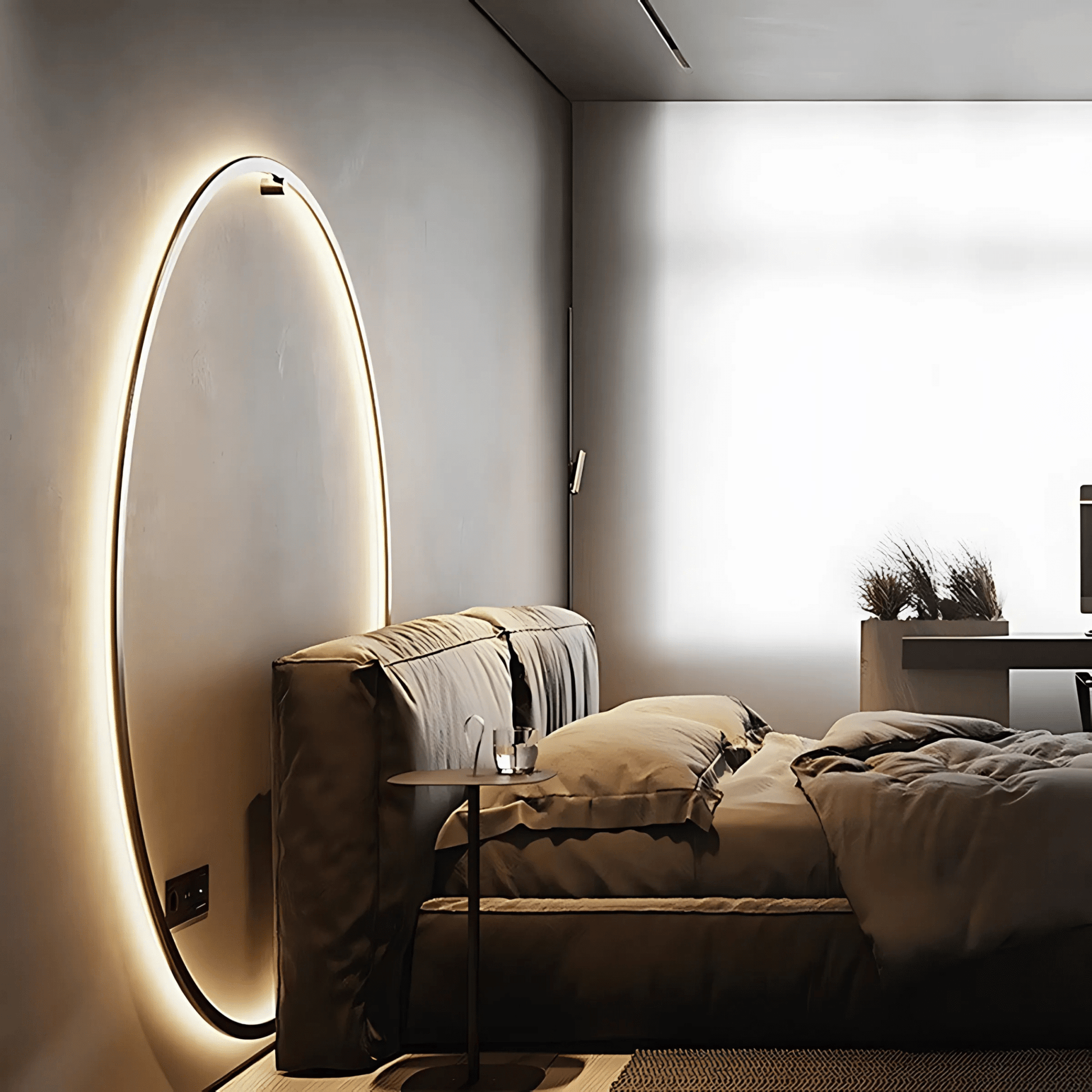 Satin Black Modern LED Ceiling Light Fixture Dimmable USB NALANI