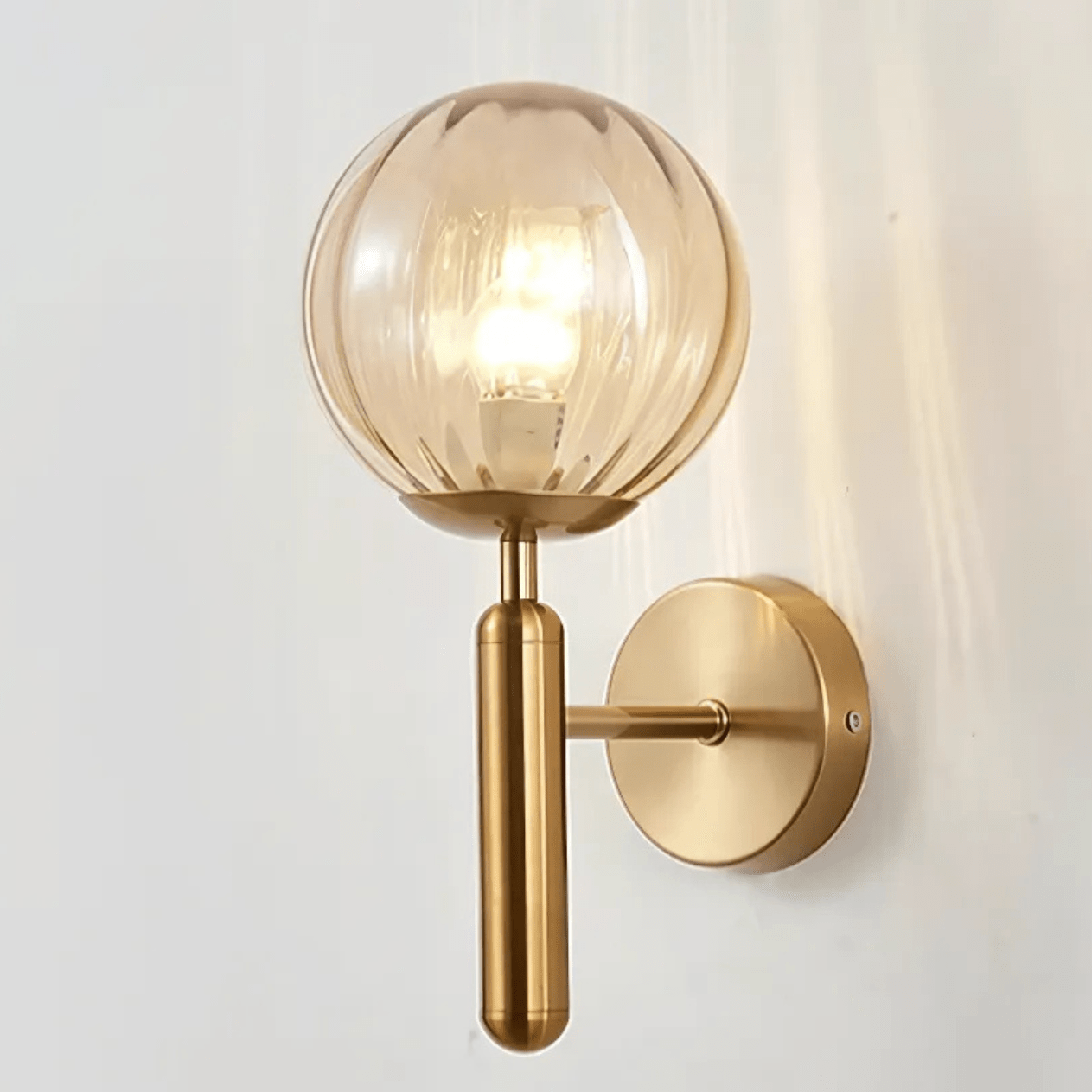 Satin Brass Wall Light Modern Fixture For Living Rooms Amber Stripe NALANI