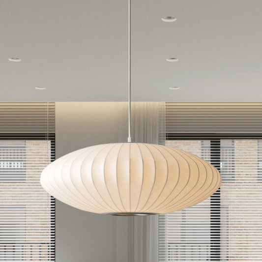 Saucer Pendant Light White Fabric Modern Ceiling Pendant White NALANI