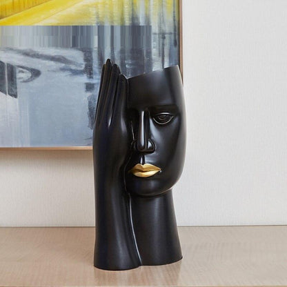 Scandinavian Resin Vase for Modern Home and Office Decor Black NALANI