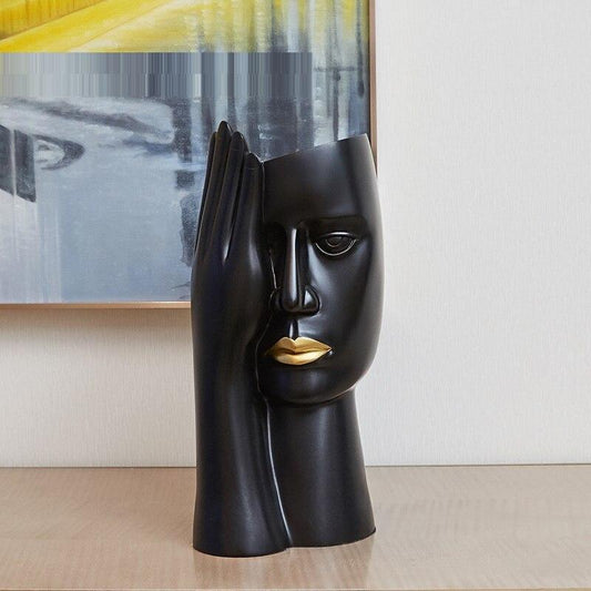 Scandinavian Resin Vase for Modern Home and Office Decor Black NALANI