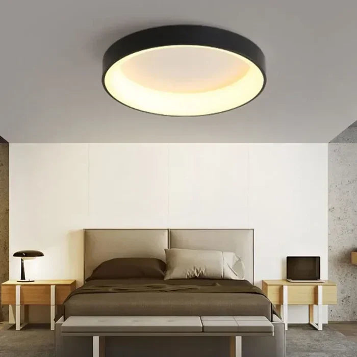 Scandinavian Round LED Ceiling Lamp for Stylish Home Lighting Black NaLani