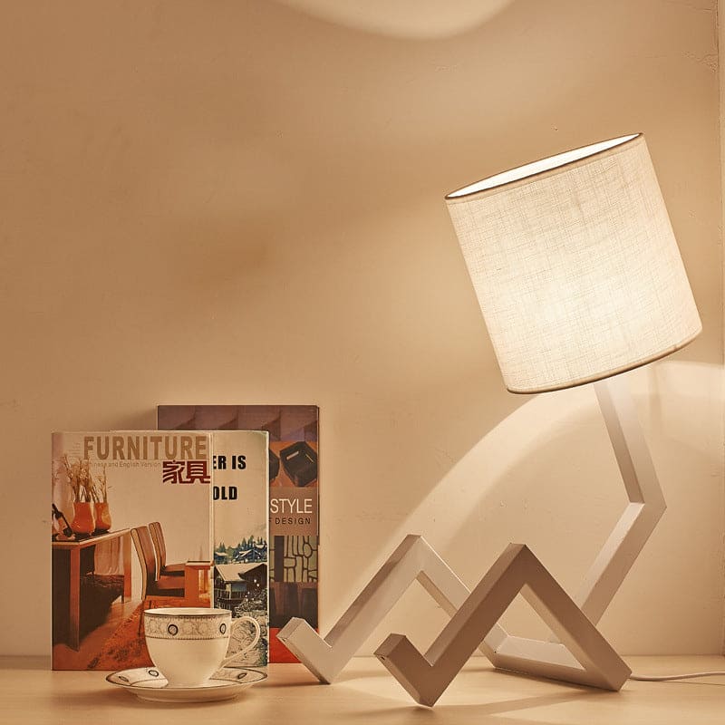 Scandinavian Table Lamp with Integrated Shelf for Desk NALANI