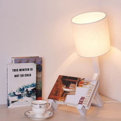 Scandinavian Table Lamp with Integrated Shelf for Desk White NALANI
