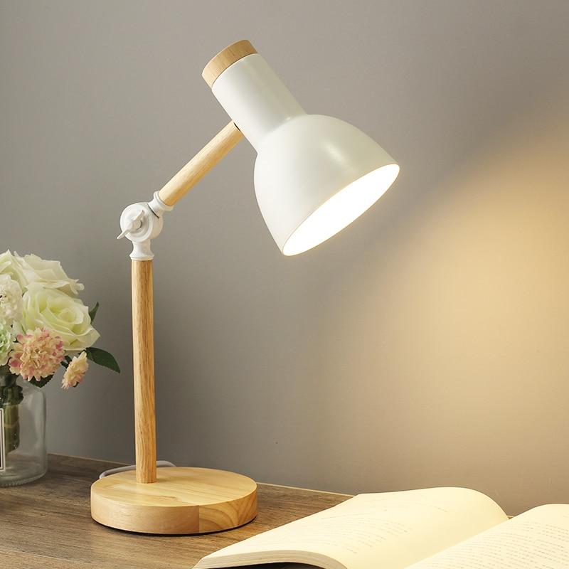 Scandinavian Wooden Desk Lamp For Elegant Home Lighting White NALANI
