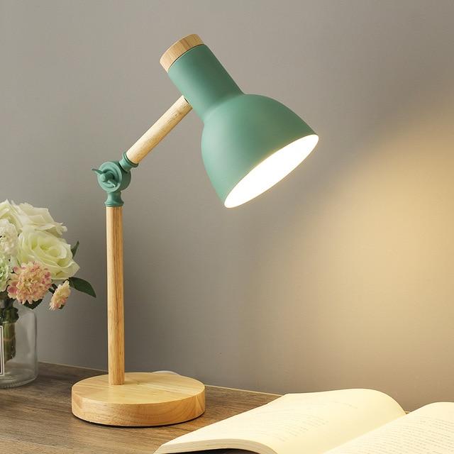 Scandinavian Wooden Desk Lamp For Elegant Home Lighting Green NALANI