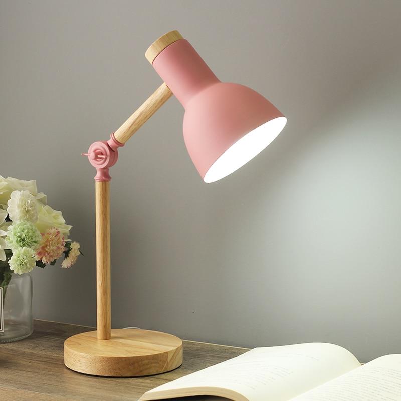 Scandinavian Wooden Desk Lamp For Elegant Home Lighting Pink NALANI