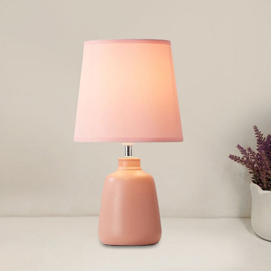 Scandinavian Woven Bed Lamp with Ceramic Base Soft Warm Light Pink NALANI