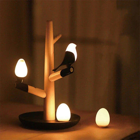 Sensor Table Lamp with Motion Sensor and Natural Wood Design NALANI
