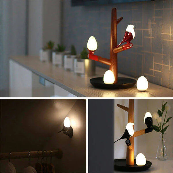 Sensor Table Lamp with Motion Sensor and Natural Wood Design NALANI