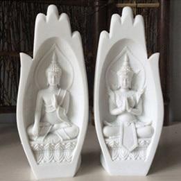 Set of 2 Buddha Statues for Home Decor and Spiritual Symbolism White NaLani