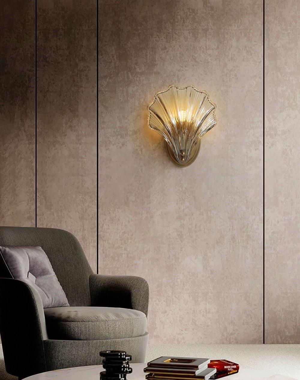 Shell Wall Light With Brass Finish Elegant Accent Lighting NALANI