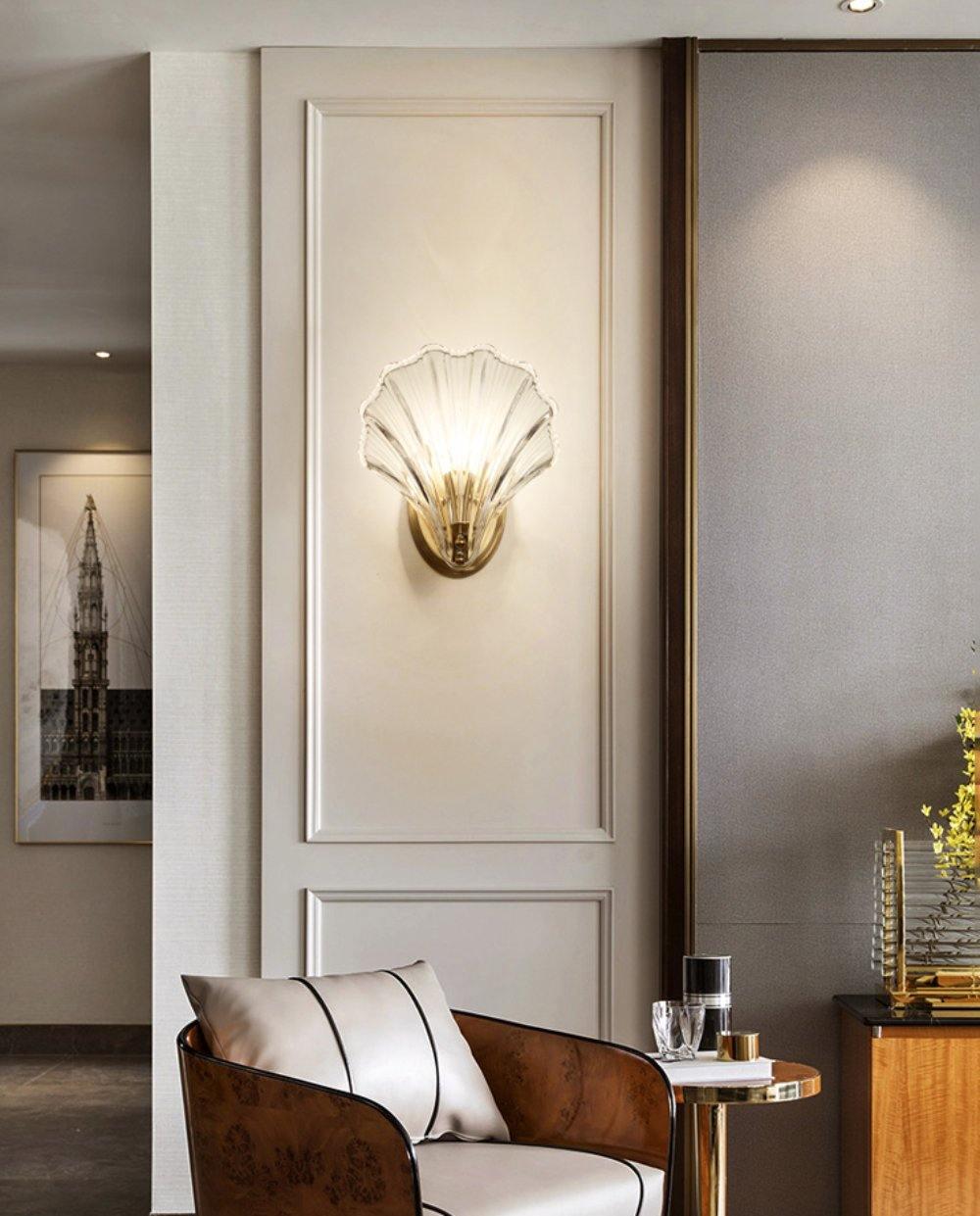 Shell Wall Light With Brass Finish Elegant Accent Lighting NALANI