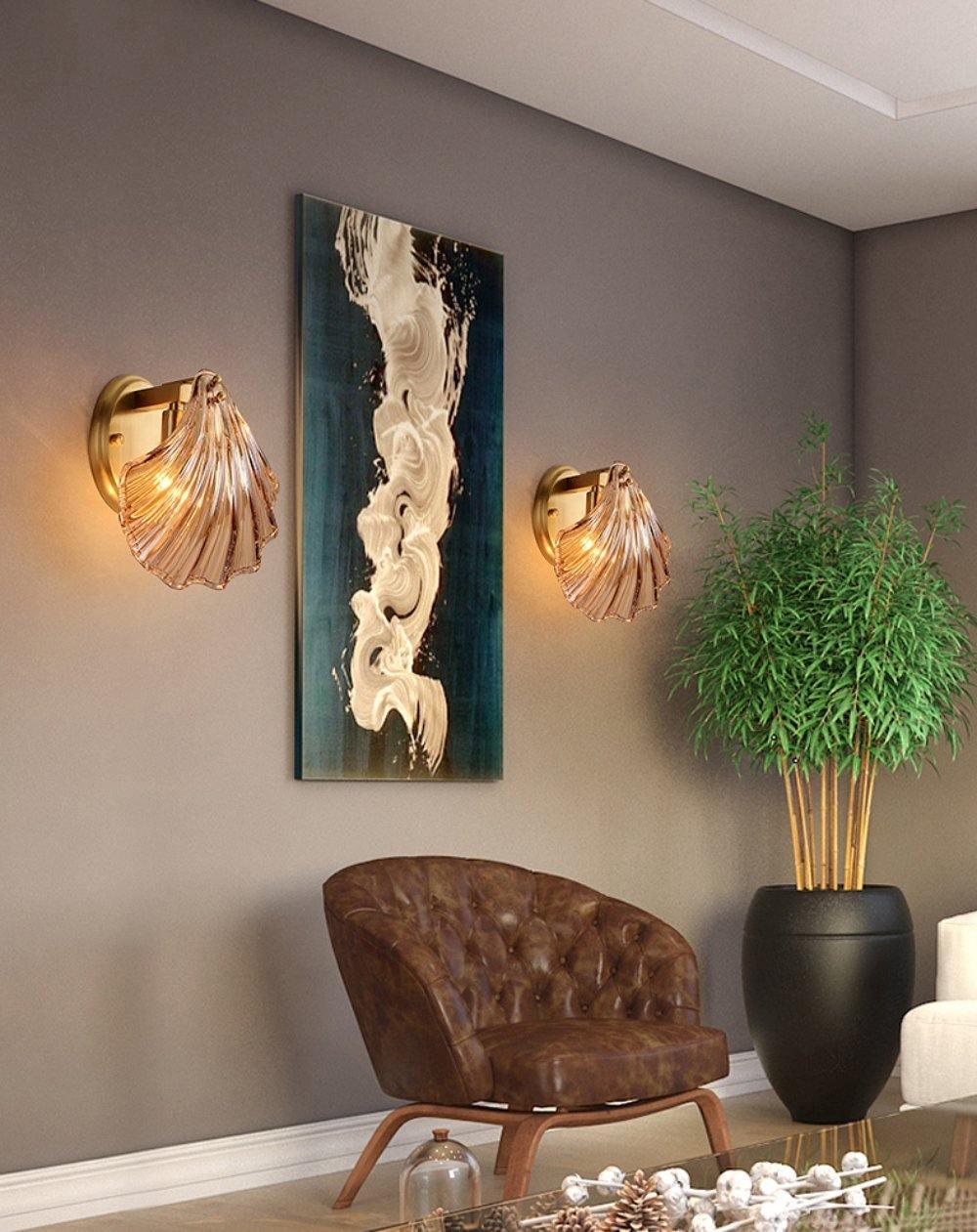 Shell Wall Light With Brass Finish Elegant Accent Lighting NALANI